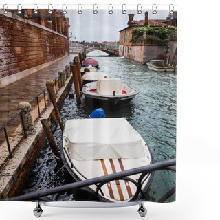 Personality  Canal, Motor Boats And Ancient Buildings In Venice, Italy  Shower Curtains