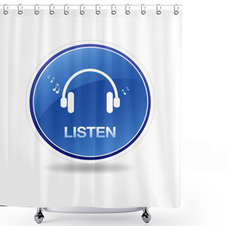 Personality  High Resolution Graphic Of An Listen Icon With Head Phones And Notes. Shower Curtains