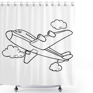 Personality  Airplane Cartoon Illustration Isolated On White Shower Curtains