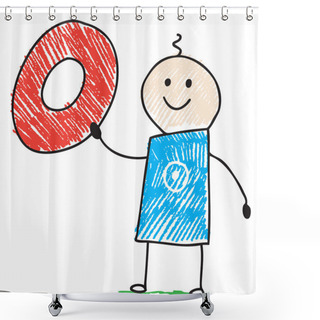 Personality  Doodle Child Holding Number Zero Shower Curtains