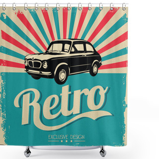 Personality  Vintage Car Design Flyer - Grungy Style Vector Design Shower Curtains