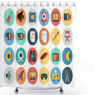 Personality  Multimedia Flat Icons 5 Shower Curtains