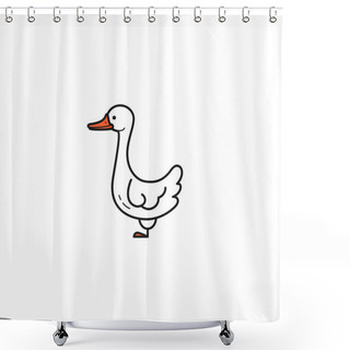Personality  Goose Hand Drawn On White Shower Curtains