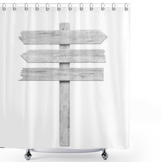 Personality  White Wood Arrow Signpost Isolated On White Background. Object With Clipping Path. Shower Curtains