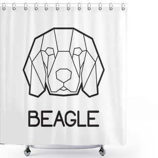 Personality  Polygonal Vector Beagle Dog Head Logo Design Shower Curtains