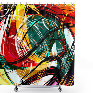 Personality  Geometric Abstract Pattern In Ethnic Style Graffiti Style In A Beautiful Bright Color For Your Design Shower Curtains