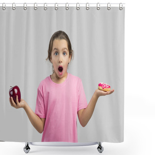Personality  Girl Choosing Between Apple And Donut Shower Curtains