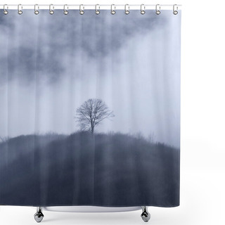 Personality  Mountains In A Fog Shower Curtains