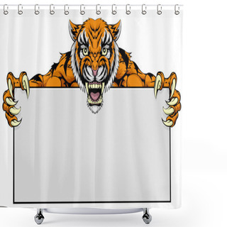 Personality  Tiger Mascot Sign Shower Curtains