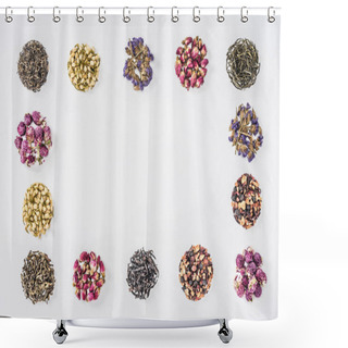 Personality  Frame Of Dried Herbal Organic Tea Isolated On White Shower Curtains