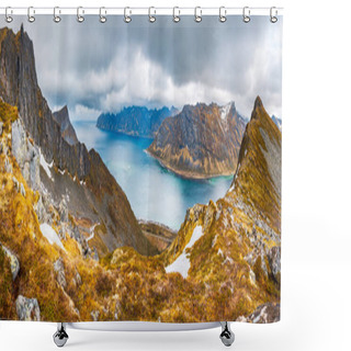 Personality  The Mountain Husfjellet On Senja Shower Curtains