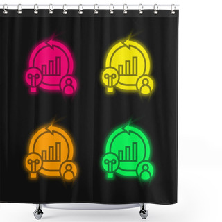 Personality  Agile Four Color Glowing Neon Vector Icon Shower Curtains