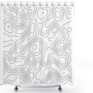 Personality  Abstract Topoghrapic Map. Thin Black Contour Lines On White Background. Vector Illustration Shower Curtains