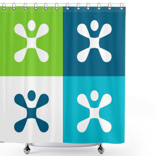 Personality  Abstract Shape Flat Four Color Minimal Icon Set Shower Curtains