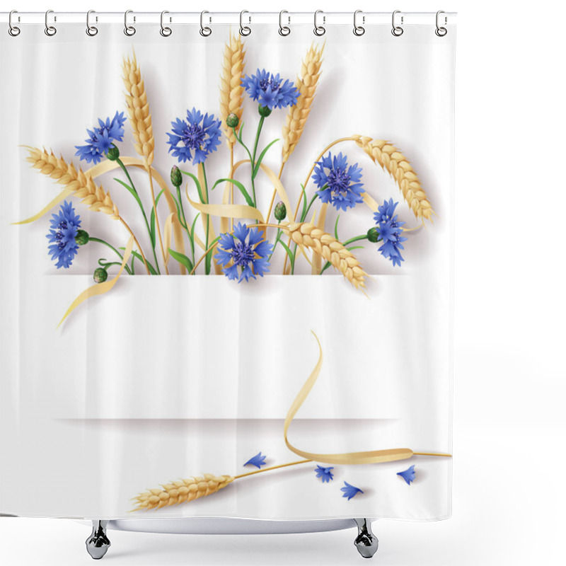 Personality  Wheat Ears And Cornflowers Shower Curtains