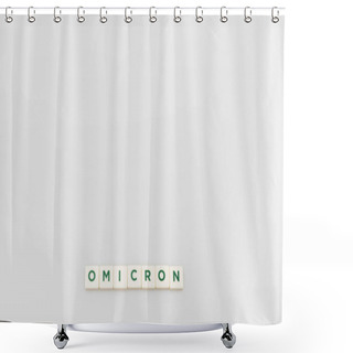 Personality  Top View Of White Cubes With Omicron Lettering On Grey Background With Copy Space Shower Curtains