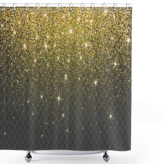Personality  Golden Glitter Sparkle On A Transparent Background. Gold Vibrant Background With Twinkle Lights. Vector Illustration. Shower Curtains