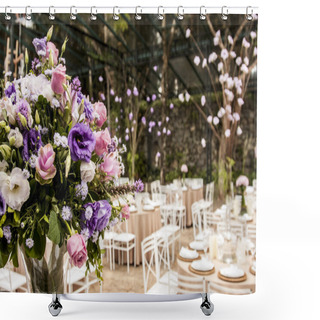 Personality  Bouquet Of Flowers In A Ballroom Party Shower Curtains
