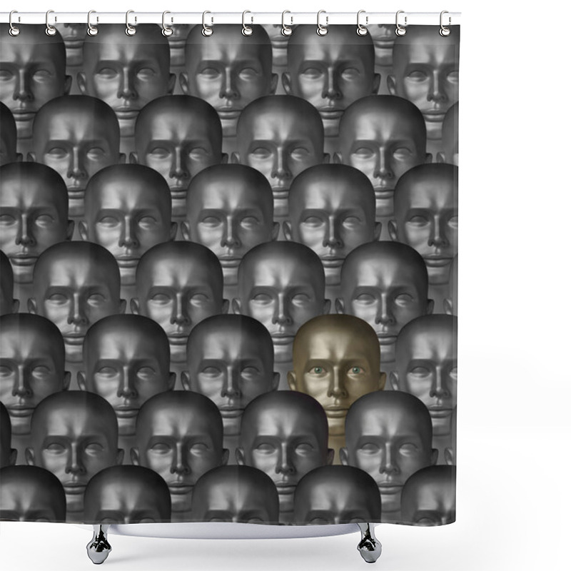 Personality  Metallic Robot Androids One With Human Eyes Shower Curtains