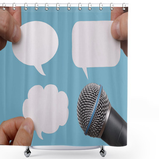 Personality  Blank Speech Bubbles With Microphone Shower Curtains
