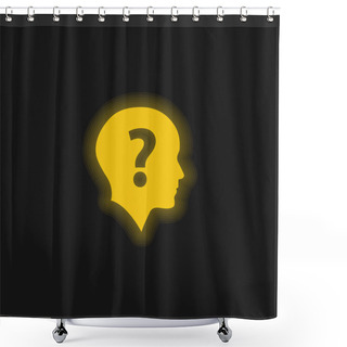 Personality  Bald Head With Question Mark Yellow Glowing Neon Icon Shower Curtains