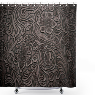 Personality  Background With Floral Engraved Leather Shower Curtains