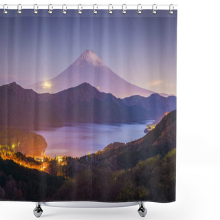 Personality  Mount Fuji And Lake Ashi In Autumn On Sunrise Background  Shower Curtains