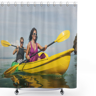 Personality  Cople Kayaking In The Sea Shower Curtains
