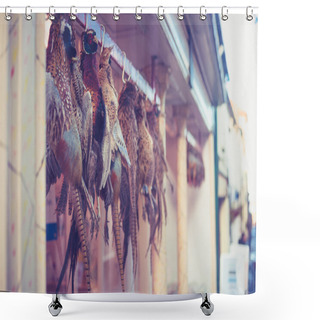 Personality  Pheasants Hanging Outside Butcher's Shop Shower Curtains