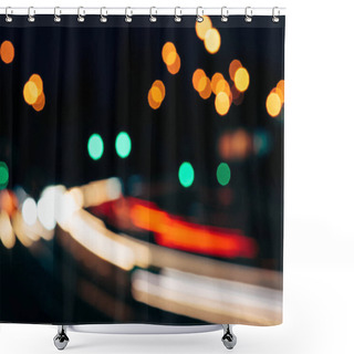 Personality  Colorful Bokeh Lights Of Night City As Background Shower Curtains