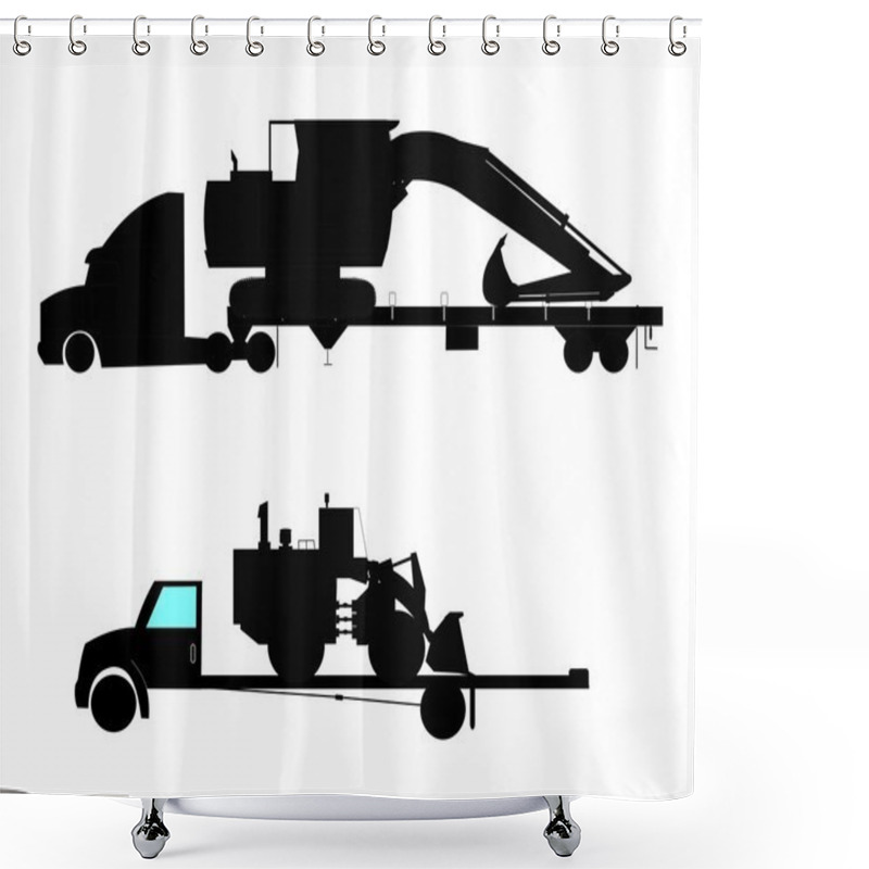 Personality  Heavy Machinery On Trailers Shower Curtains
