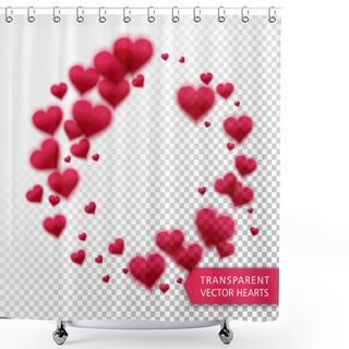Personality  Confetti Falling From Red Hearts Shower Curtains
