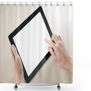 Personality  Holding And Point On Electronic Tablet PC Shower Curtains
