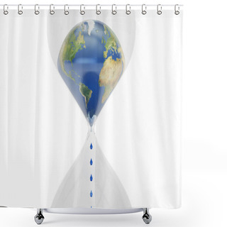 Personality  Earth In Hourglass Closeup, Ecological Concept. 3D Rendering Shower Curtains