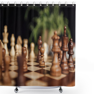 Personality  Old Wooden Chess Board  Shower Curtains