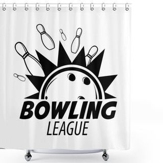 Personality  Bowling Emblem And Designed Elements. Shower Curtains
