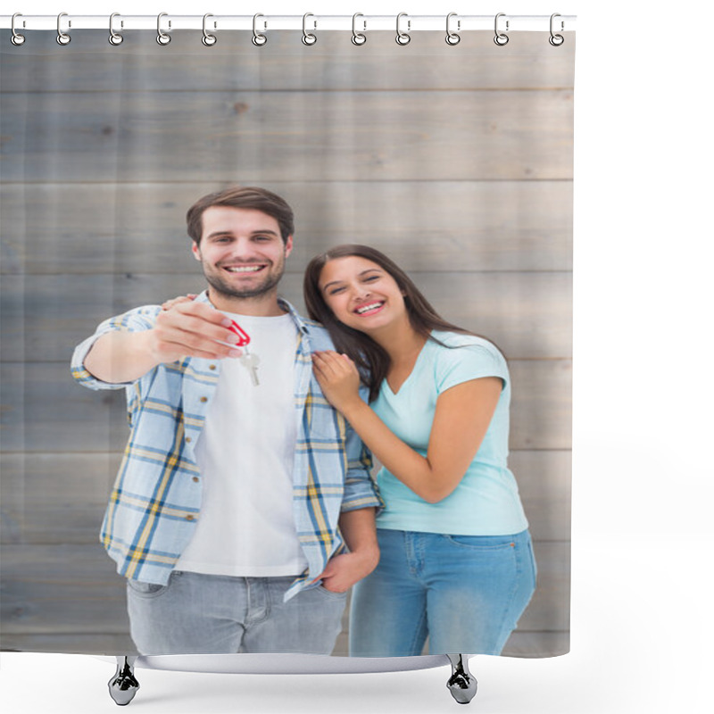 Personality  Couple showing new house key shower curtains