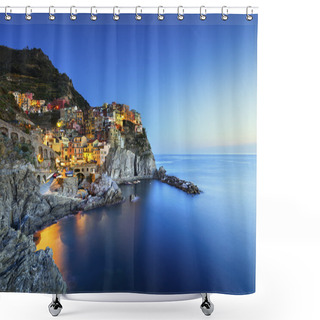 Personality  Manarola Village, Rocks And Sea At Sunset. Cinque Terre, Italy Shower Curtains