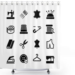 Personality  Vector Sewing Equipment And Needlework Icon Set Shower Curtains