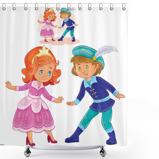 Personality  Boy And Girl Dressed In Period Costumes. Shower Curtains