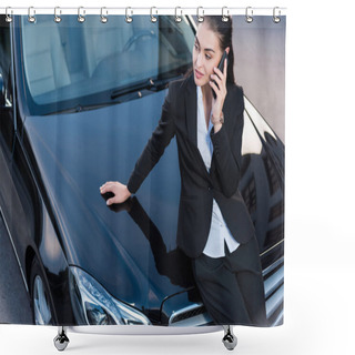 Personality  Woman On Car Talking On Phone Shower Curtains