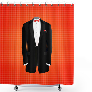 Personality  Black Suit On Red Backgroud, Vector Illustration Shower Curtains