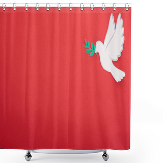 Personality  Top View Of White Dove As Symbol Of Peace On Red Background Shower Curtains