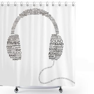 Personality  Typography Headphones Shower Curtains