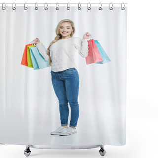Personality  Woman With Shopping Bags Shower Curtains