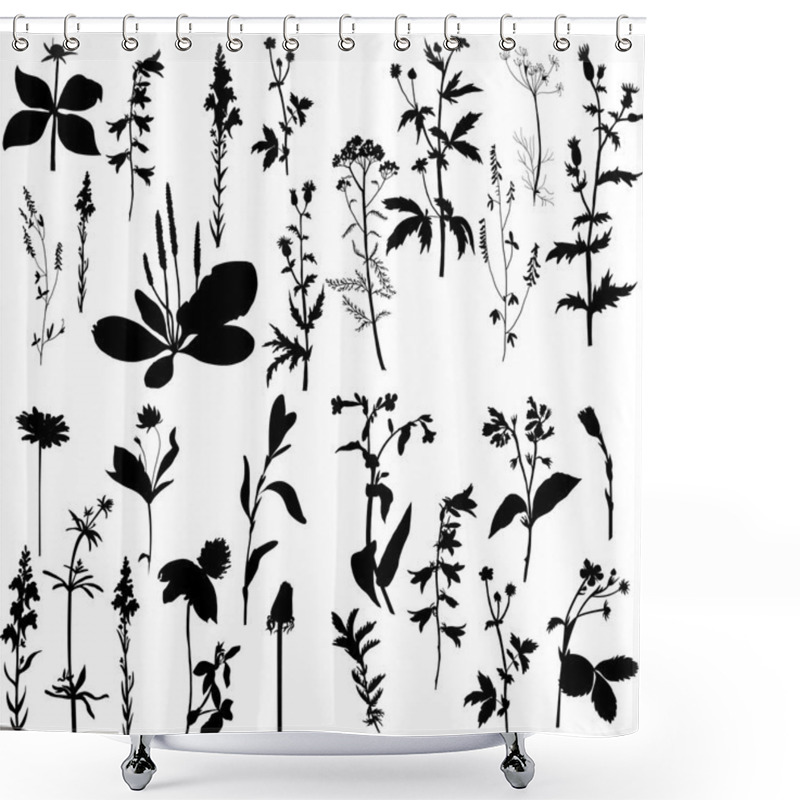 Personality  Silhouettes  Of Flowers And Grass Shower Curtains