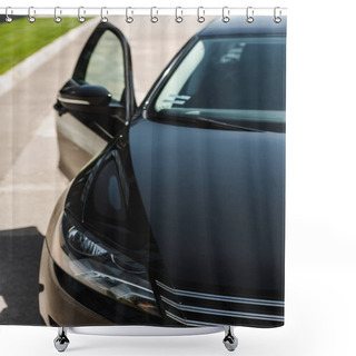 Personality  Black Car With Open Door On Road Outdoors  Shower Curtains