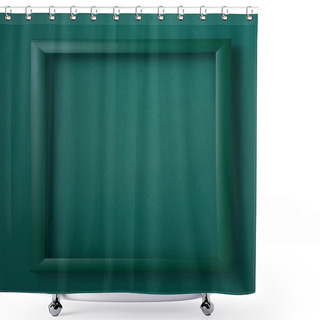 Personality  Green Wooden Picture Frame On Green Background Shower Curtains