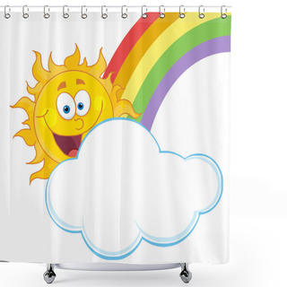 Personality  Happy Sun With A Cloud And Rainbow Shower Curtains