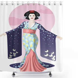 Personality  Retro Character Attractive Japanese Actress Geisha Drawing Shower Curtains